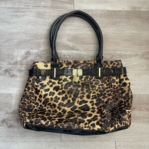 Leopard Print Shoulder Bag with Black Accents